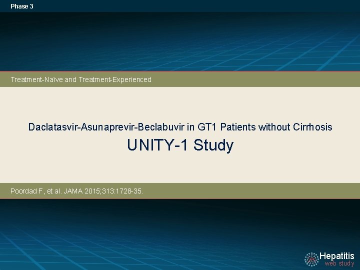 Phase 3 Treatment-Naïve and Treatment-Experienced Daclatasvir-Asunaprevir-Beclabuvir in GT 1 Patients without Cirrhosis UNITY-1 Study