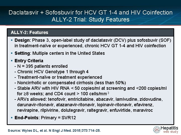 Daclatasvir + Sofosbuvir for HCV GT 1 -4 and HIV Coinfection ALLY-2 Trial: Study