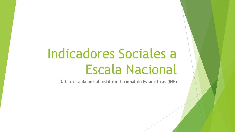 Indicadores Sociales a Escala Nacional Data extraída por el Instituto Nacional de Estadísticas (INE)