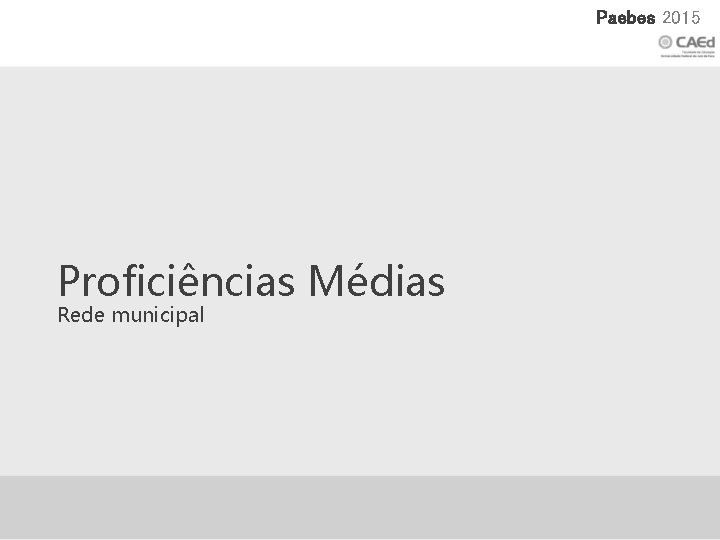 Xxx 2015 Paebes 2015 Proficiências Médias Rede municipal 