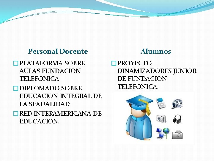 Personal Docente �PLATAFORMA SOBRE AULAS FUNDACION TELEFONICA �DIPLOMADO SOBRE EDUCACION INTEGRAL DE LA SEXUALIDAD