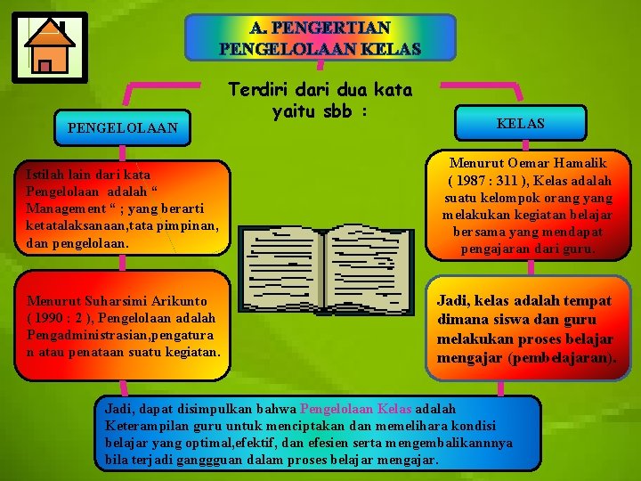 A. PENGERTIAN PENGELOLAAN KELAS PENGELOLAAN Terdiri dari dua kata yaitu sbb : KELAS Istilah