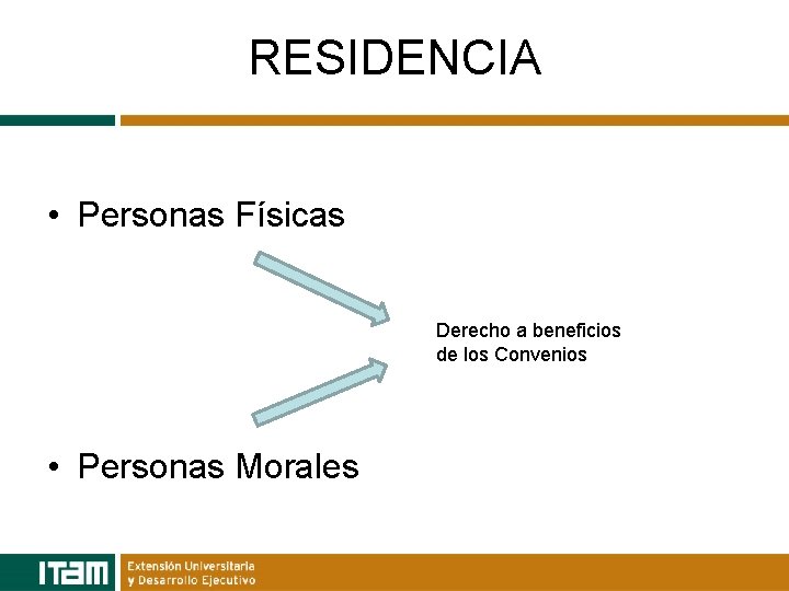 RESIDENCIA • Personas Físicas Derecho a beneficios de los Convenios • Personas Morales 