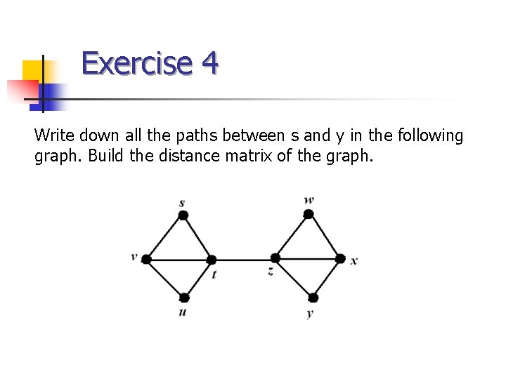 Exercise 4 Write down all the paths between s and y in the following