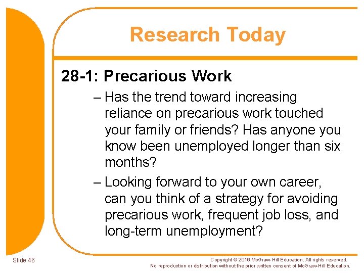 Research Today 28 -1: Precarious Work – Has the trend toward increasing reliance on