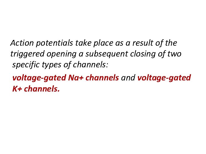 Action potentials take place as a result of the triggered opening a subsequent closing