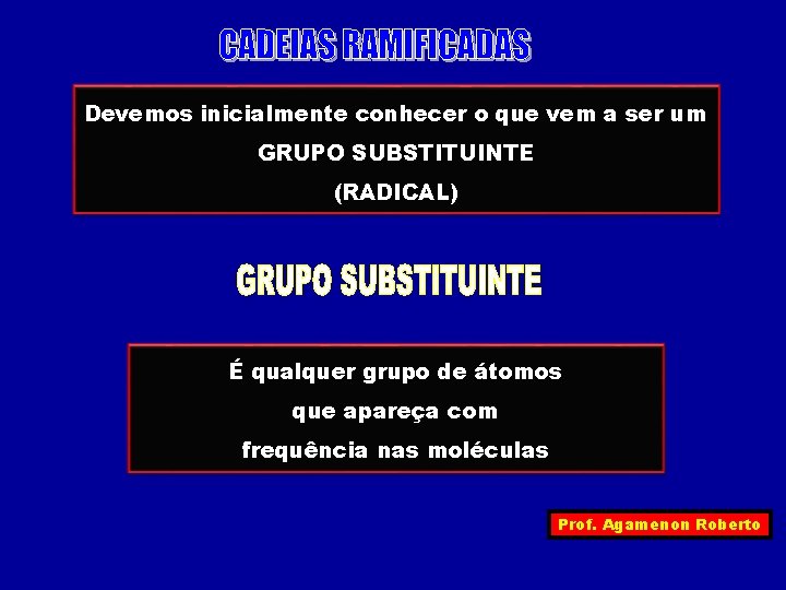 Devemos inicialmente conhecer o que vem a ser um GRUPO SUBSTITUINTE (RADICAL) É qualquer