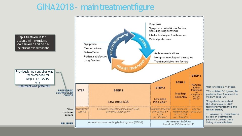GINA 2018 – main treatmentfigure Step 1 treatment is for patients with symptoms <twice/month