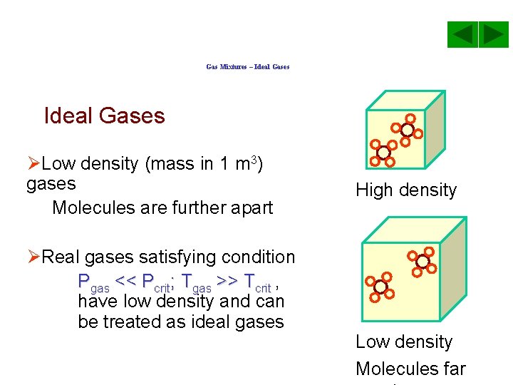 Gas Mixtures – Ideal Gases ØLow density (mass in 1 m 3) gases Molecules