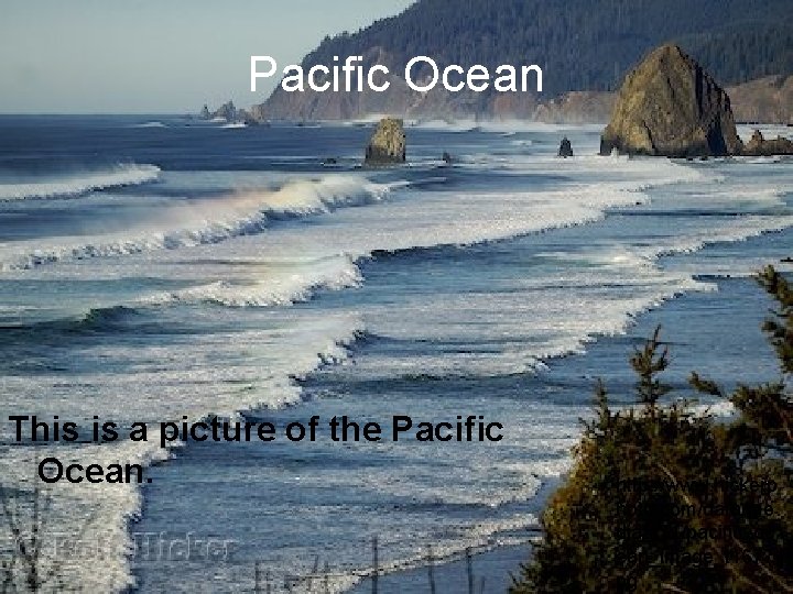 Pacific Ocean This is a picture of the Pacific Ocean. http: //www. hickerp hoto.