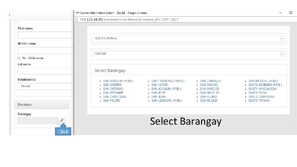 Select Barangay Click 