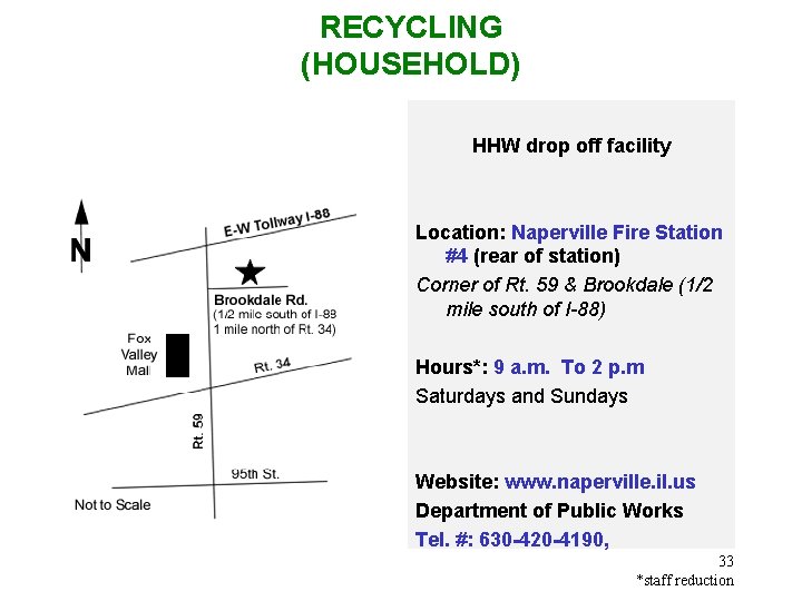 RECYCLING (HOUSEHOLD) HHW drop off facility Location: Naperville Fire Station #4 (rear of station)