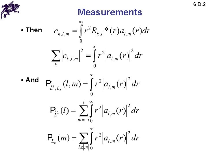 Measurements • Then • And 6. D. 2 