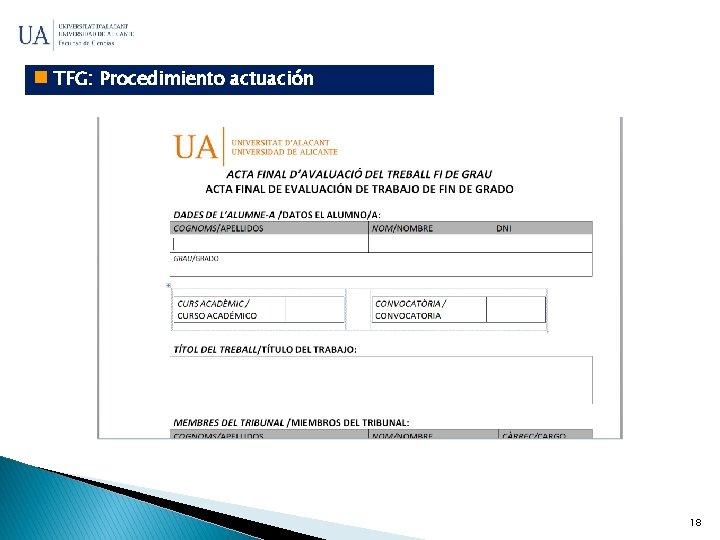  TFG: Procedimiento actuación 18 