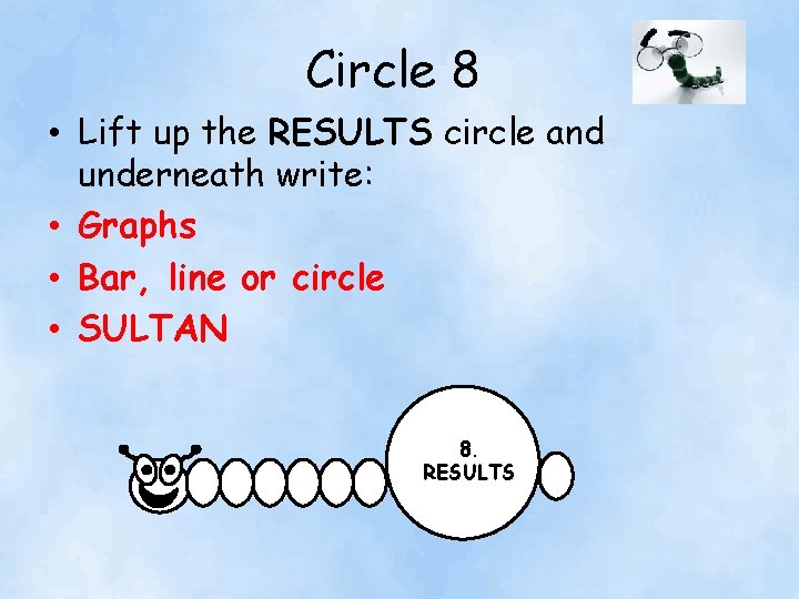 Circle 8 • Lift up the RESULTS circle and underneath write: • Graphs •