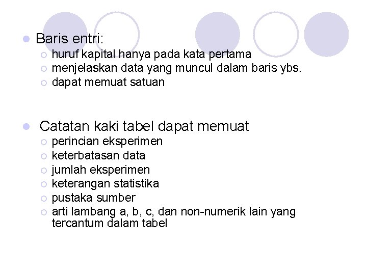 l Baris entri: ¡ ¡ ¡ l huruf kapital hanya pada kata pertama menjelaskan