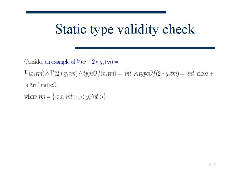 Static type validity check 100 