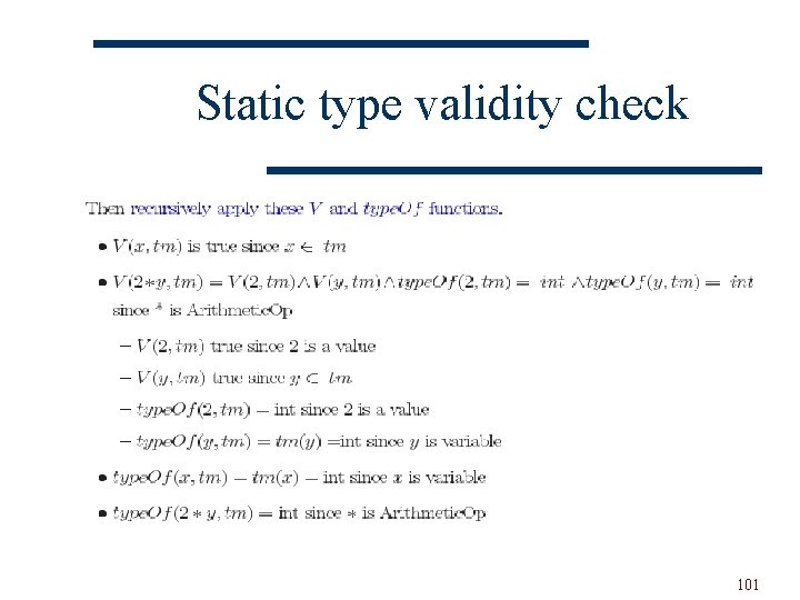 Static type validity check 101 