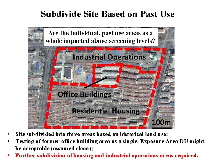 Subdivide Site Based on Past Use Are the individual, past use areas as a