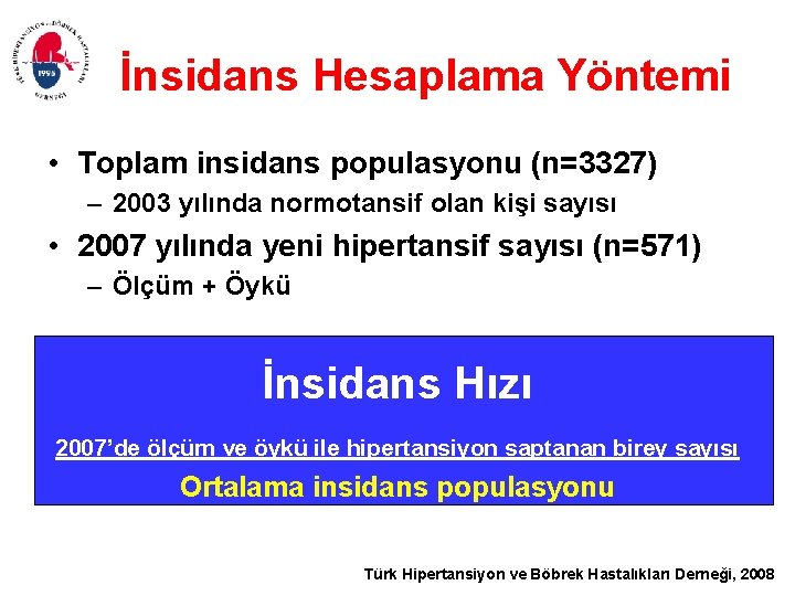 İnsidans Hesaplama Yöntemi • Toplam insidans populasyonu (n=3327) – 2003 yılında normotansif olan kişi