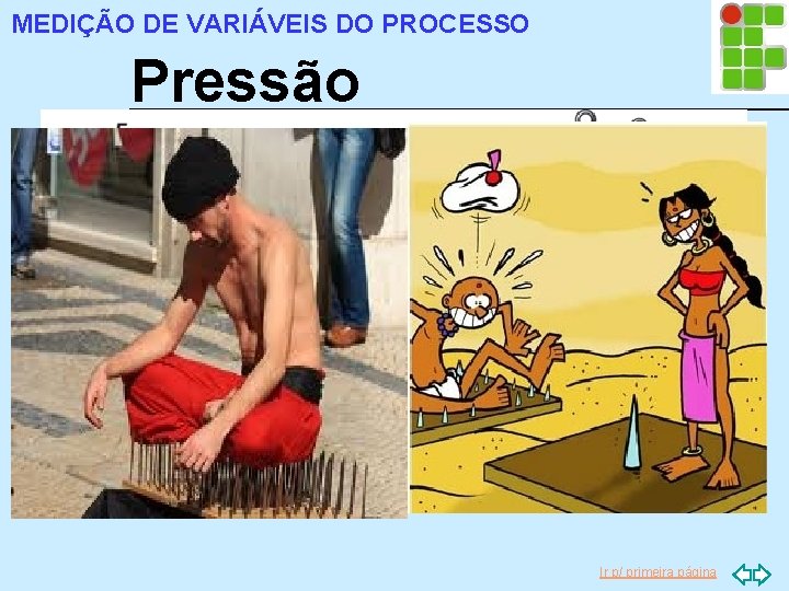 MEDIÇÃO DE VARIÁVEIS DO PROCESSO Pressão Ir p/ primeira página 