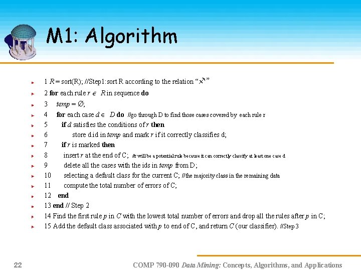 M 1: Algorithm 1 R = sort(R); //Step 1: sort R according to the