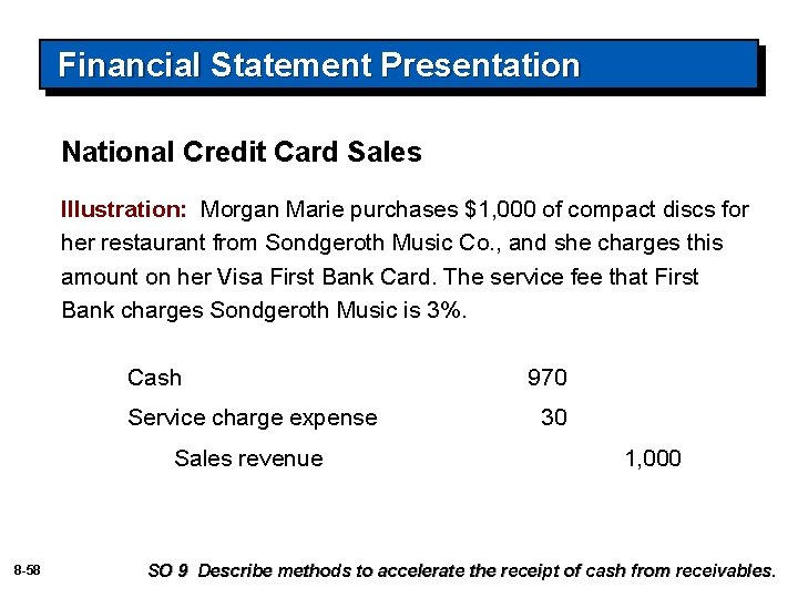 Financial Statement Presentation National Credit Card Sales Illustration: Morgan Marie purchases $1, 000 of