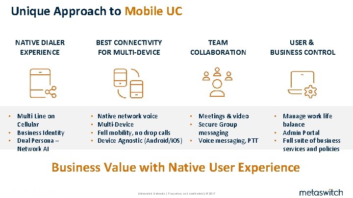 Unique Approach to Mobile UC NATIVE DIALER EXPERIENCE • Multi Line on Cellular •