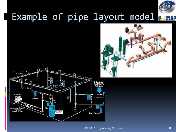 Example of pipe layout model PTT 105: Engineering Graphics 30 