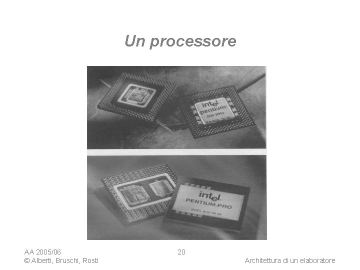 Un processore AA 2005/06 © Alberti, Bruschi, Rosti 20 Architettura di un elaboratore 