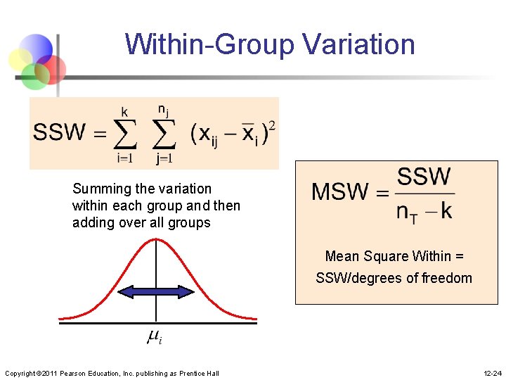 Within-Group Variation Summing the variation within each group and then adding over all groups