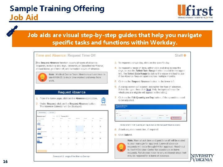 Sample Training Offering Job Aid Job aids are visual step-by-step guides that help you