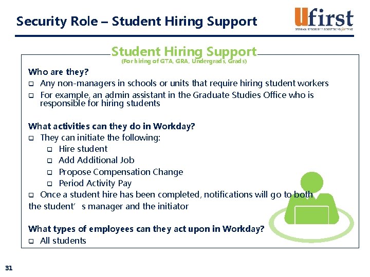 Security Role – Student Hiring Support (For hiring of GTA, GRA, Undergrads, Grads) Who