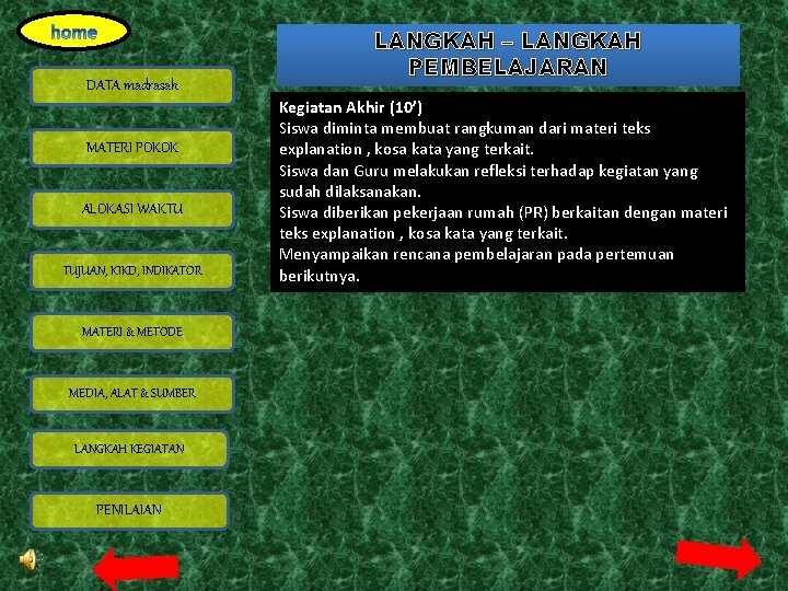 DATA madrasah MATERI POKOK ALOKASI WAKTU TUJUAN, KIKD, INDIKATOR MATERI & METODE MEDIA, ALAT