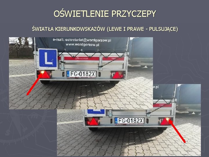 OŚWIETLENIE PRZYCZEPY ŚWIATŁA KIERUNKOWSKAZÓW (LEWE I PRAWE - PULSUJĄCE) 