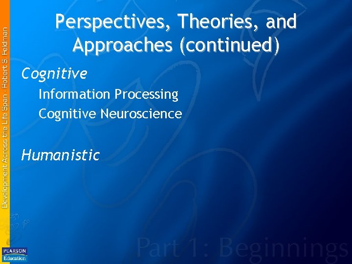 Perspectives, Theories, and Approaches (continued) Cognitive Information Processing Cognitive Neuroscience Humanistic 