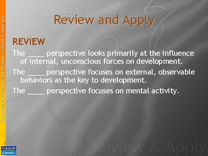 Review and Apply REVIEW The ____ perspective looks primarily at the influence of internal,