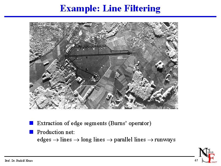 Example: Line Filtering n Extraction of edge segments (Burns’ operator) n Production net: edges