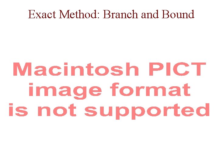 Exact Method: Branch and Bound 