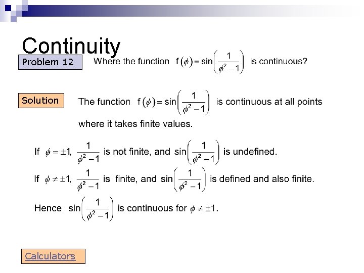 Continuity Problem 12 Solution Calculators Continuity Problem 12 Solution Calculators