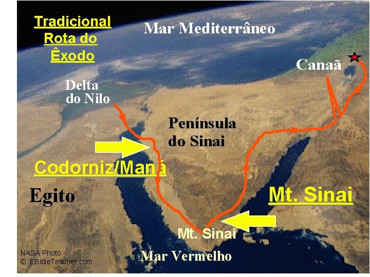 Mar Mediterrâneo Exodus Major Events Map Tradicional Rota do Êxodo Canaã Delta do Nilo