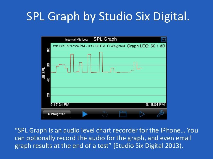 SPL Graph by Studio Six Digital. “SPL Graph is an audio level chart recorder