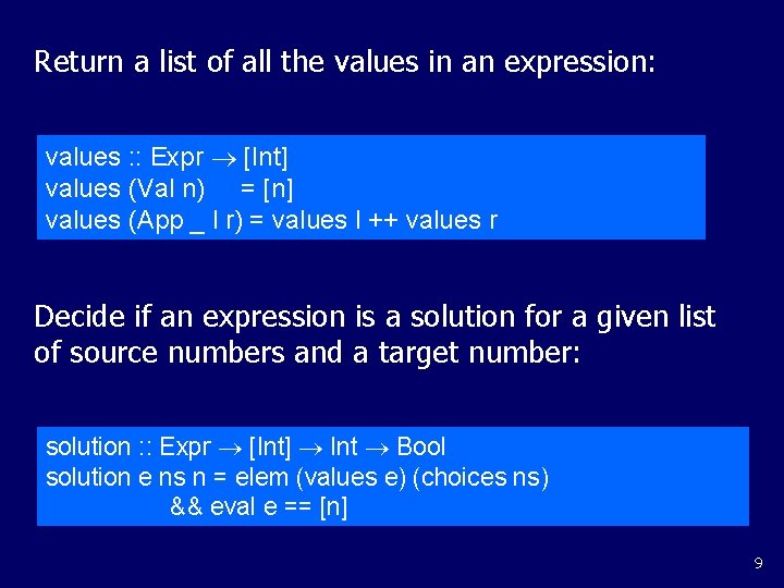 Return a list of all the values in an expression: values : : Expr Return a list of all the values in an expression: values : : Expr