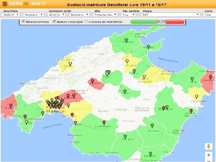 La planificació educativa a les Illes Balears Evolució de la matrícula de BAT a