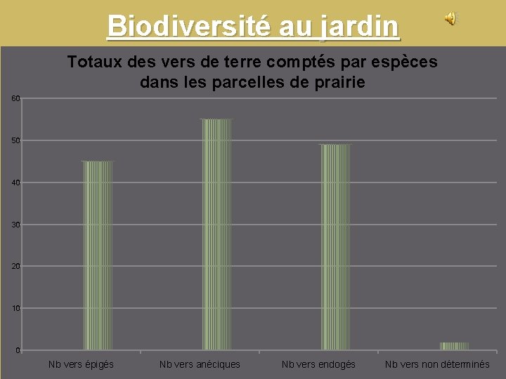 Biodiversité au jardin Totaux des vers de terre comptés par espèces dans les parcelles Biodiversité au jardin Totaux des vers de terre comptés par espèces dans les parcelles