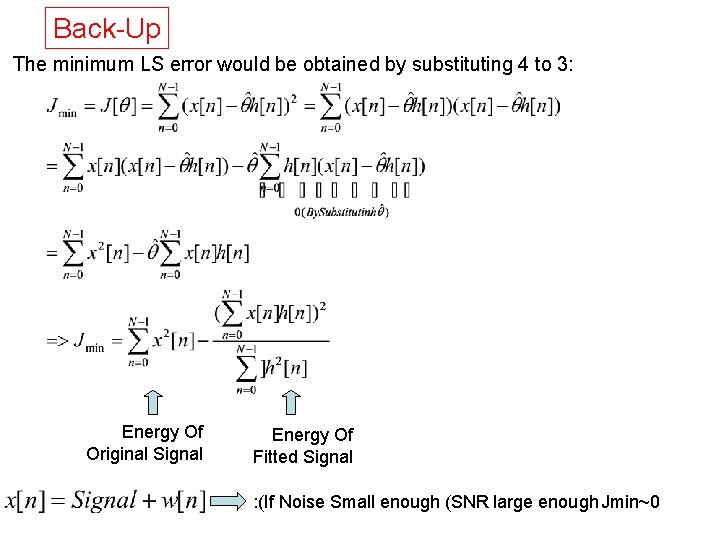 Back-Up The minimum LS error would be obtained by substituting 4 to 3: Energy