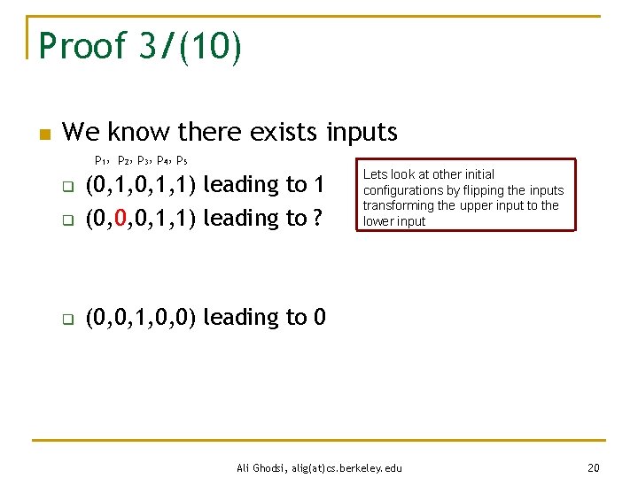 Proof 3/(10) n We know there exists inputs p 1 , p 2 ,