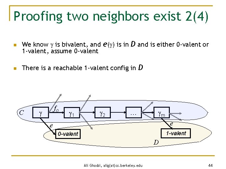 Proofing two neighbors exist 2(4) n We know is bivalent, and e( ) is