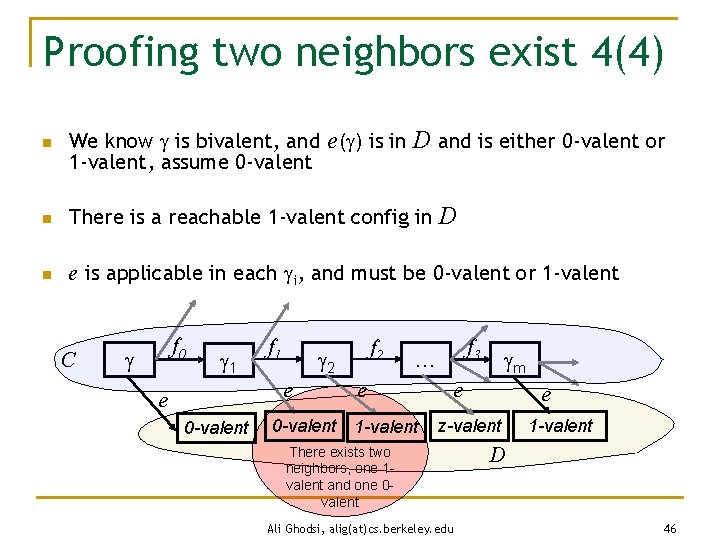 Proofing two neighbors exist 4(4) n We know is bivalent, and e( ) is