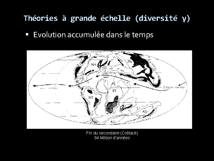 Théories à grande échelle (diversité γ) Evolution accumulée dans le temps Fin du secondaire